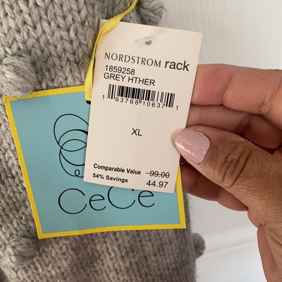 NWT CeCe gray bobble knit sweater XL - Picture 9 of 9